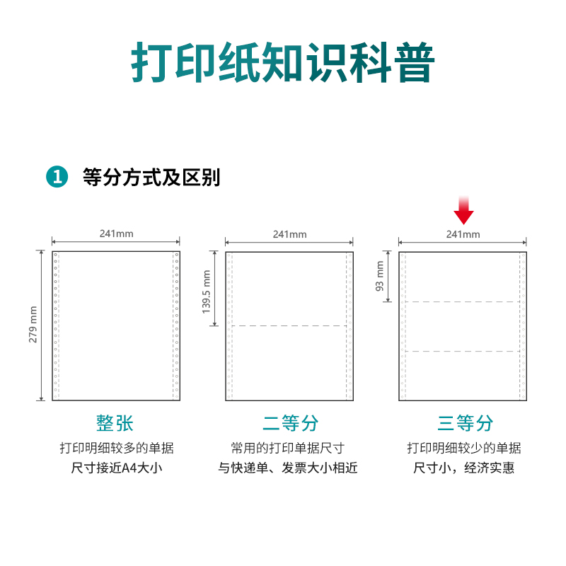 尊龙凯时木尚M241-1电脑打印纸(1/3S白色撕边)(800页/盒)