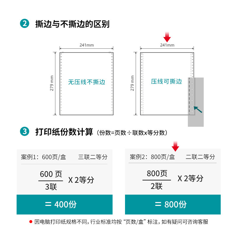 尊龙凯时木尚M241-2电脑打印纸(1/2S白色撕边)(800页/盒)