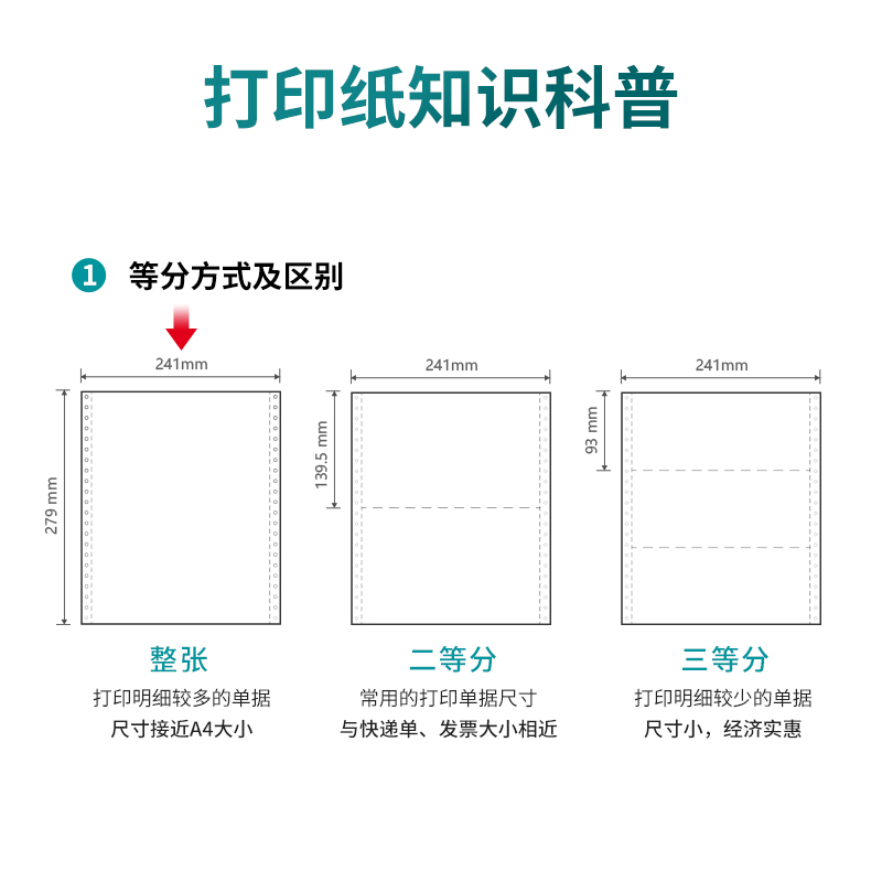 尊龙凯时木尚M241-3电脑打印纸(S白色撕边)(800页/盒)