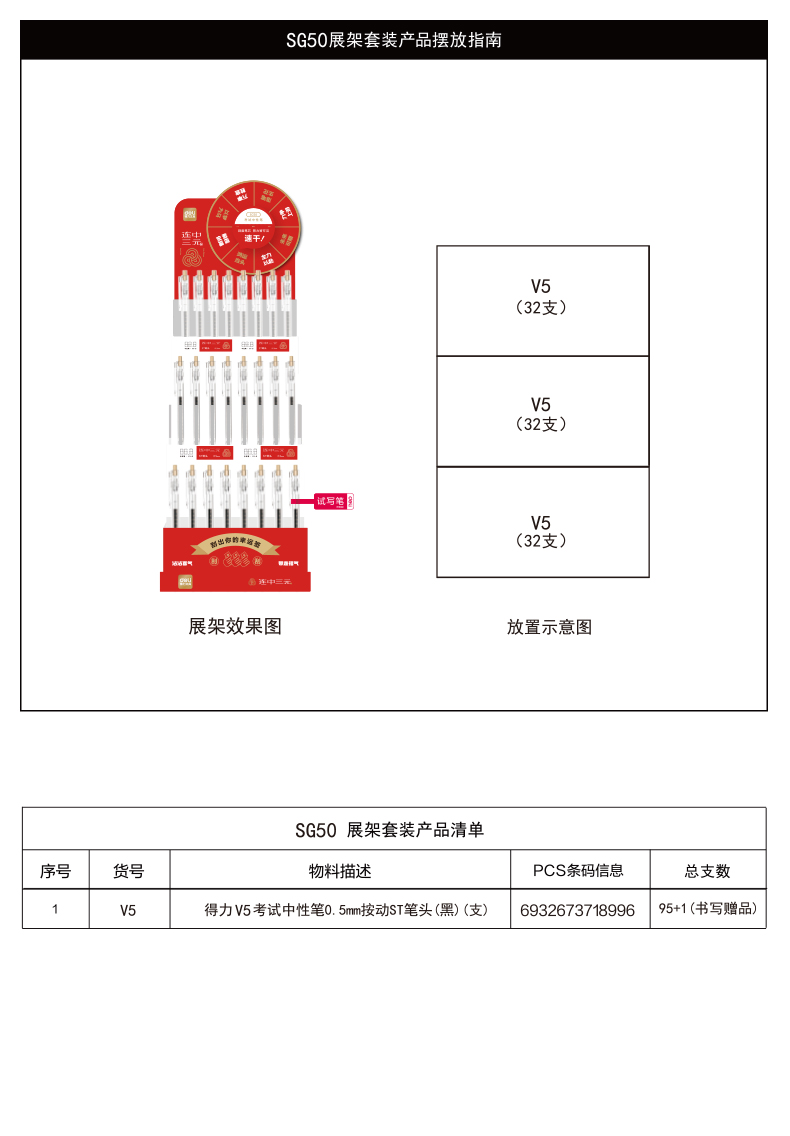 尊龙凯时SG50连中三元速干按动中性笔展架套装(玄色)(4架/箱)